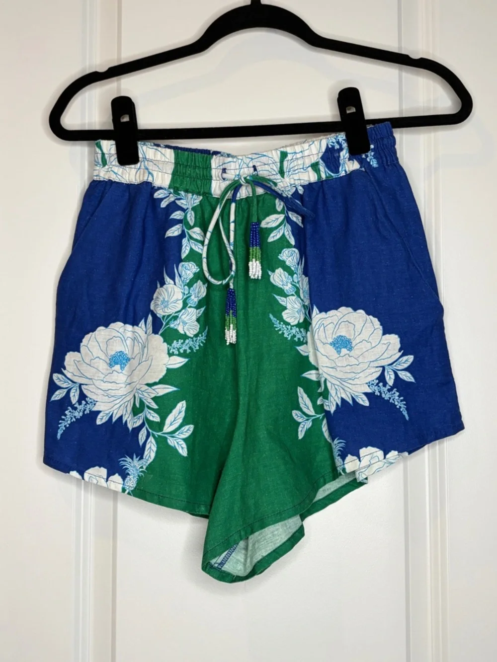 Farm Rio Green Blue Floral Button Top + Shorts Set Tropical Resort Matching - Picture 8 of 12